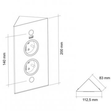 bloc 2 prises d'angle + USB noir mat schéma