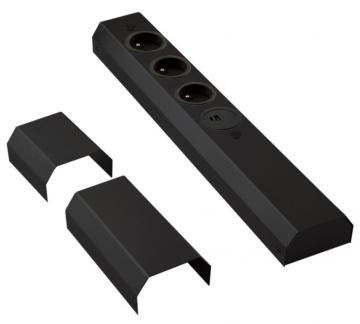 Bloc 3 prises noir + USB-A + USB-C