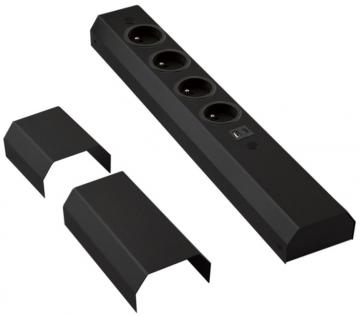 Bloc 4 prises noir + USB-A + USB-C
