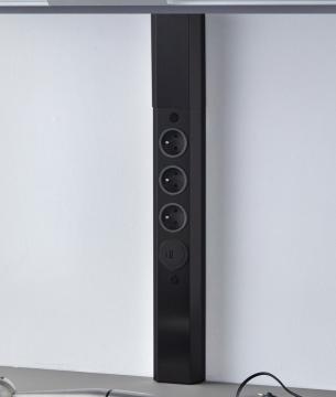 Bloc 3 prises noir + USB-A + USB-C
