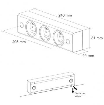 Bloc 3 prises noir mat schéma