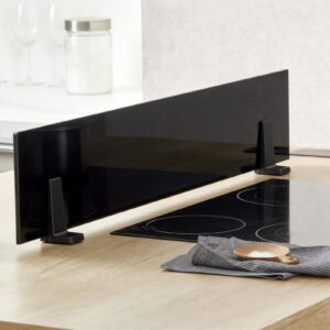 Séparateur ilot verre sans perçage supports Noir - 900mm verre et supports noir