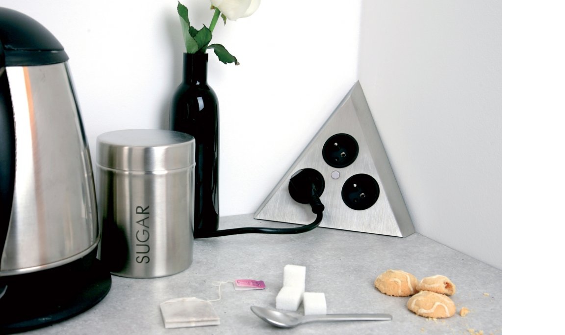 Bloc 3 prises d'angle forme triangle MSA A 9430 inox brossé