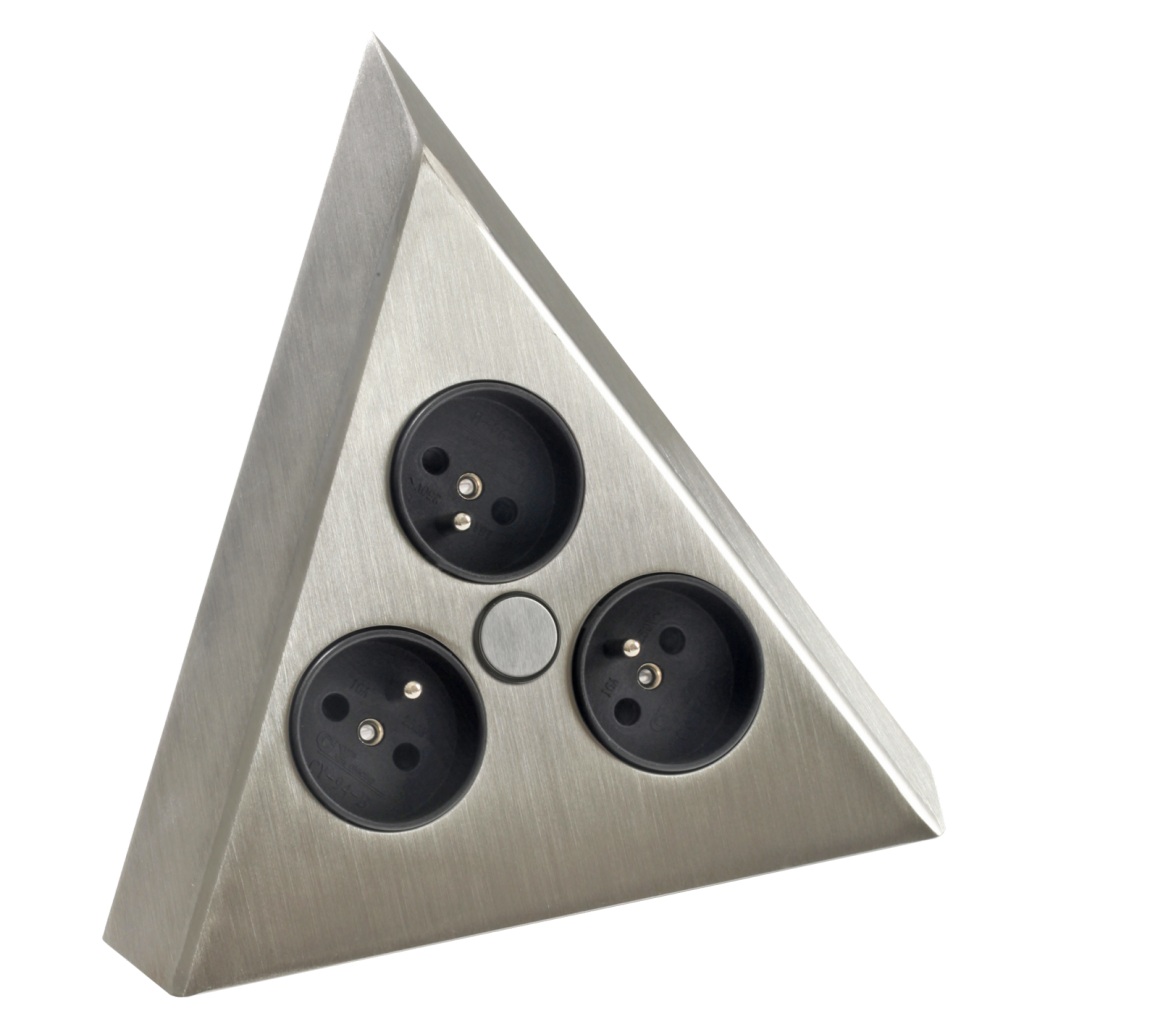 Bloc 3 prises d'angle forme triangle MSA A9430 inox brossé