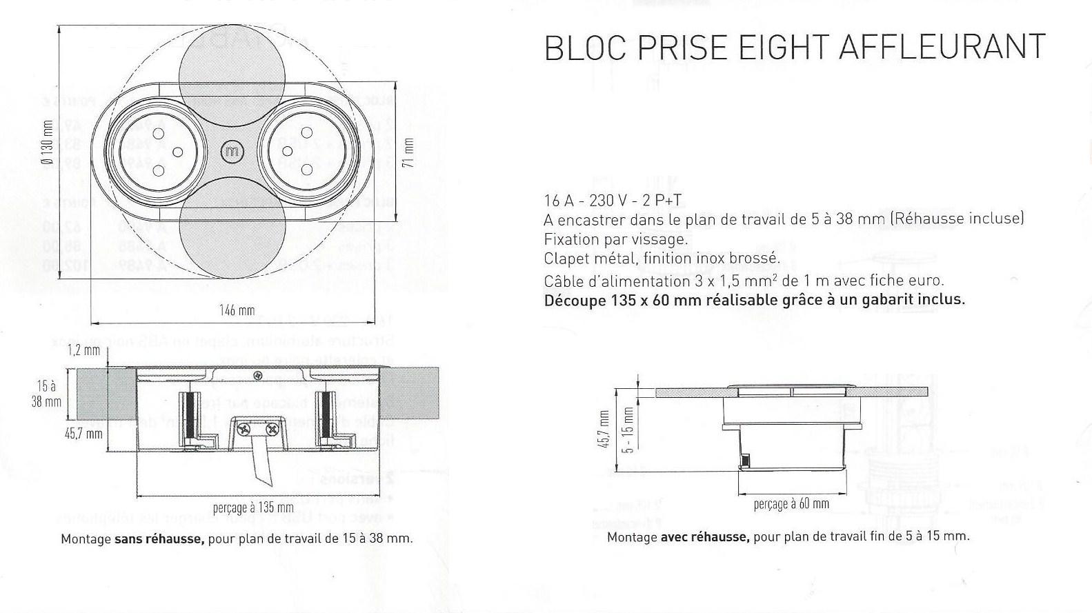 Bloc 2 prises affleurant EIGHT ( 6 coloris) – Image 11