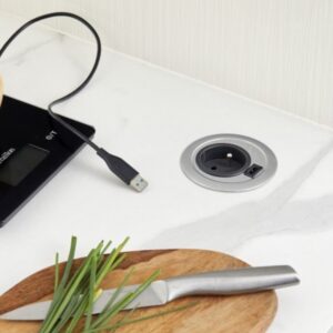 Bloc 1 Prise + USB-A DOT Affleurant - Inox brossé