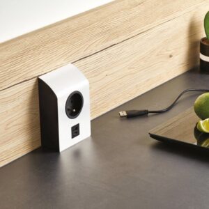 Bloc 1 prise + USB Mini BORN - Blanc Mat