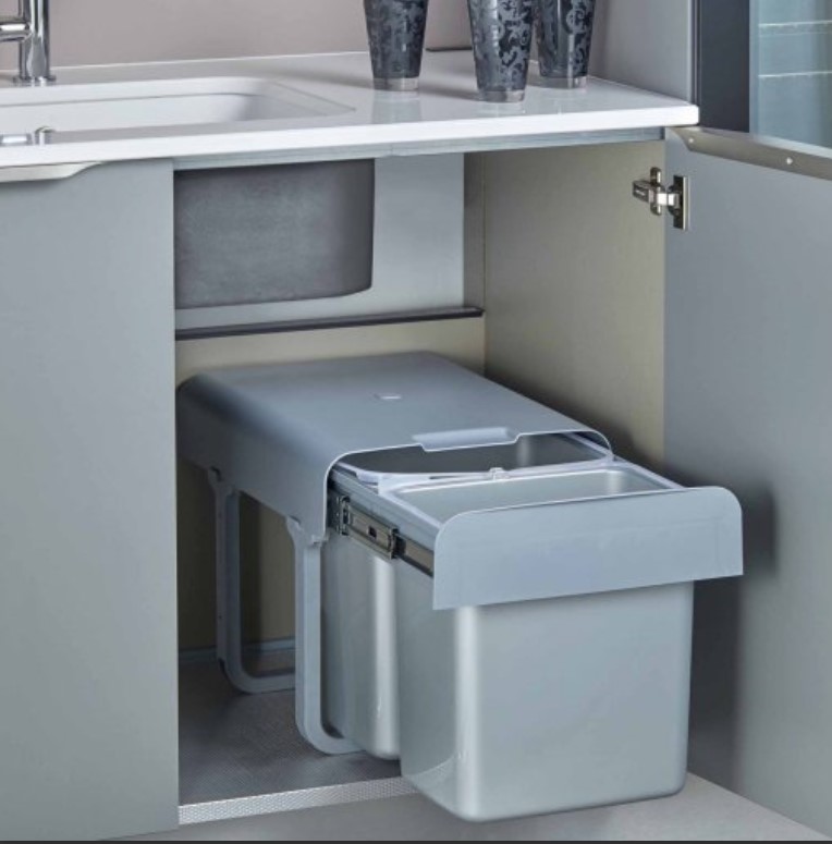 Poubelle tri sélectif 2 bacs 16 litres – Image 2