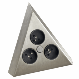 bloc 3 prises d'angle inox brossé A9430