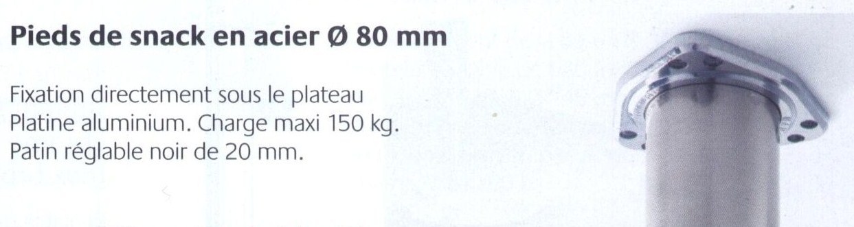 Pied de Snack diamètre 80mm en acier – Image 5