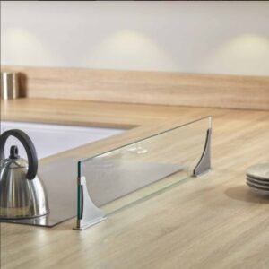 Séparateur ilot en verre supports inox sans perçage