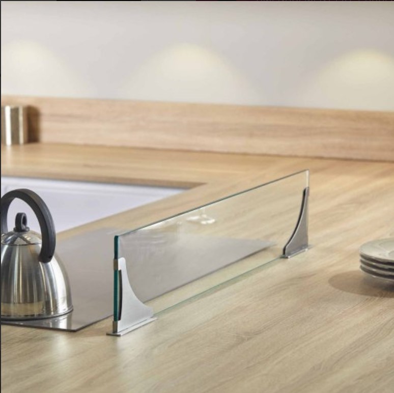 Séparateur ilot en verre supports inox sans perçage