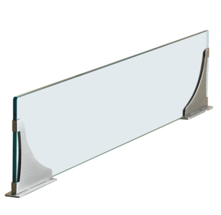 Séparateur ilot en verre supports inox sans perçage – Image 2