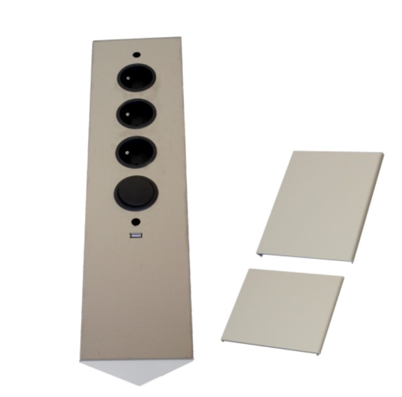 Bloc 3 prises d'angle + interrupteur avec ou sans port USB 5V – Image 3