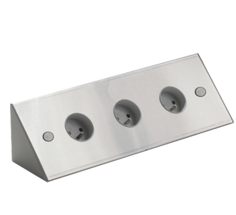 bloc 3 prises sous meubles haut alu ou inox brossé – Image 2