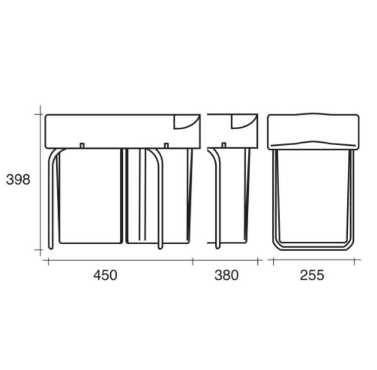 Poubelle 1 bac 20 litres coulissante – Image 3