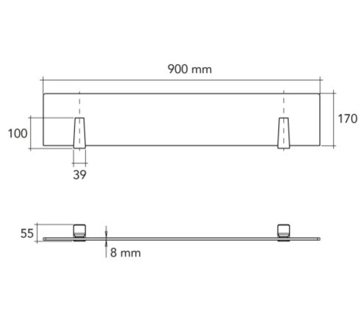 Séparateur ilot verre sans perçage supports Noir – Image 8