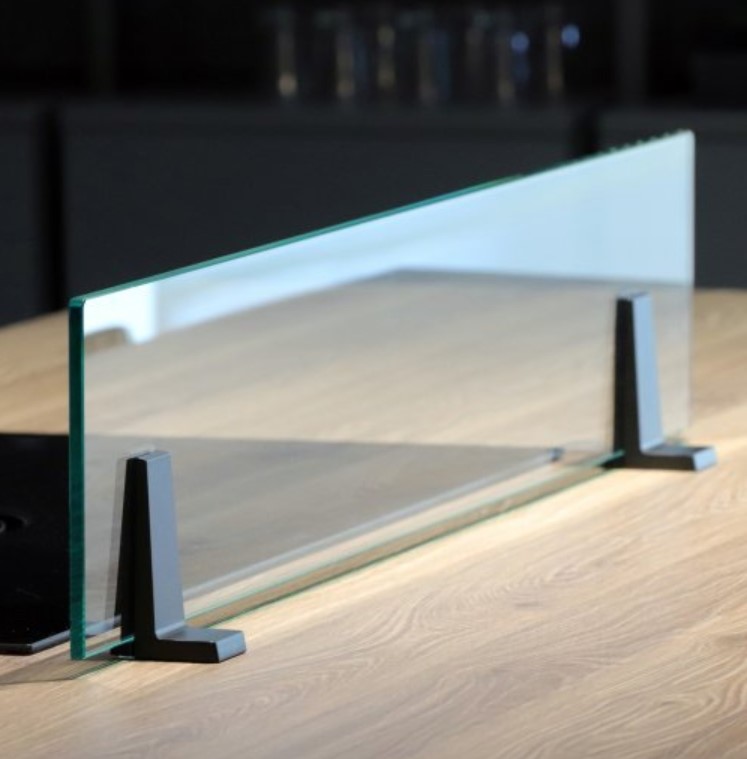 Séparateur ilot verre sans perçage supports Noir – Image 4