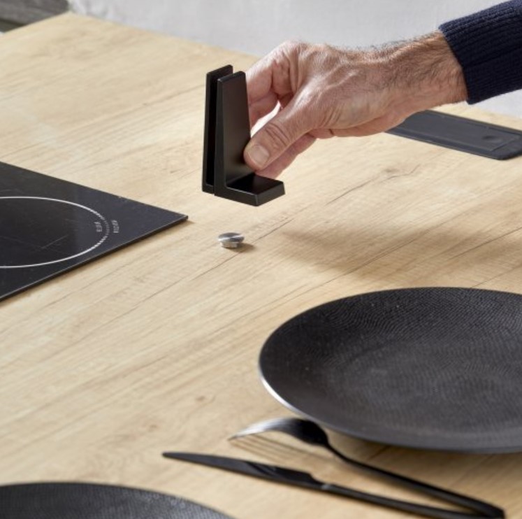 Séparateur ilot verre sans perçage supports Noir – Image 7