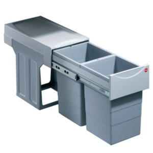 Poubelle tri sélectif 2 bacs de 15 litres