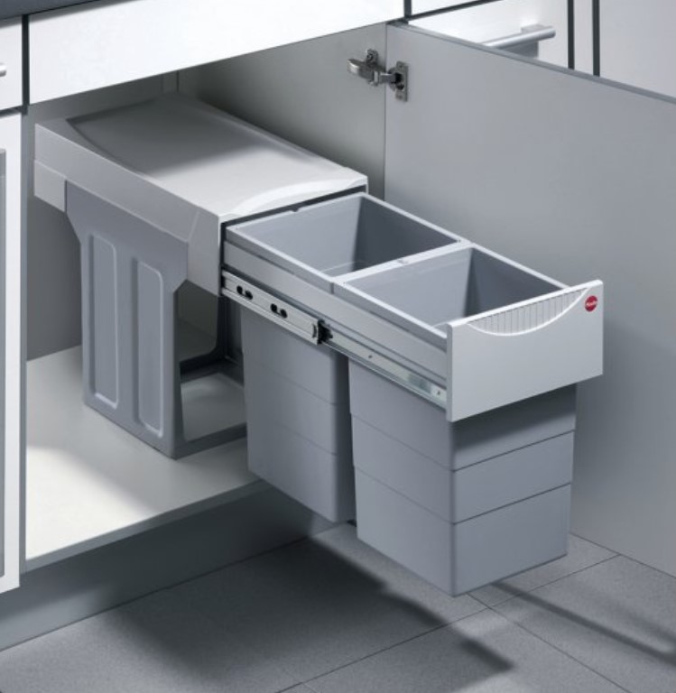 Poubelle tri sélectif 2 bacs de 15 litres – Image 2