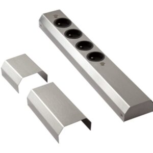 Bloc 4 prises frontal inox prises noir