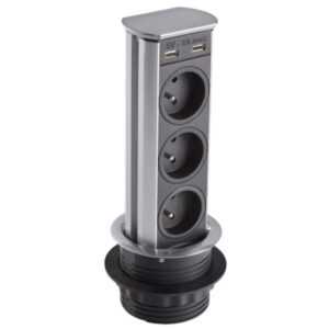 Bloc 3 prises + 2 USB-A Escamotable BRICK