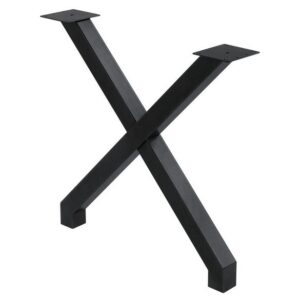 Pied de table hauteur 71cm en acier forme X noir mat