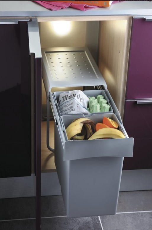 Poubelle 2 bacs 14+14 litres coulissante – Image 2