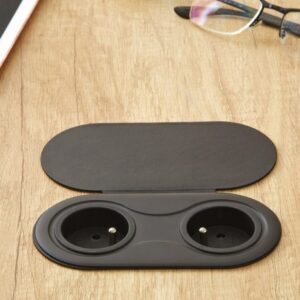 Bloc 2 prises INFINI avec Clapet aspect cuir