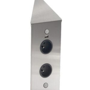 bloc 2 prises d'angle inox brossé avec port USB