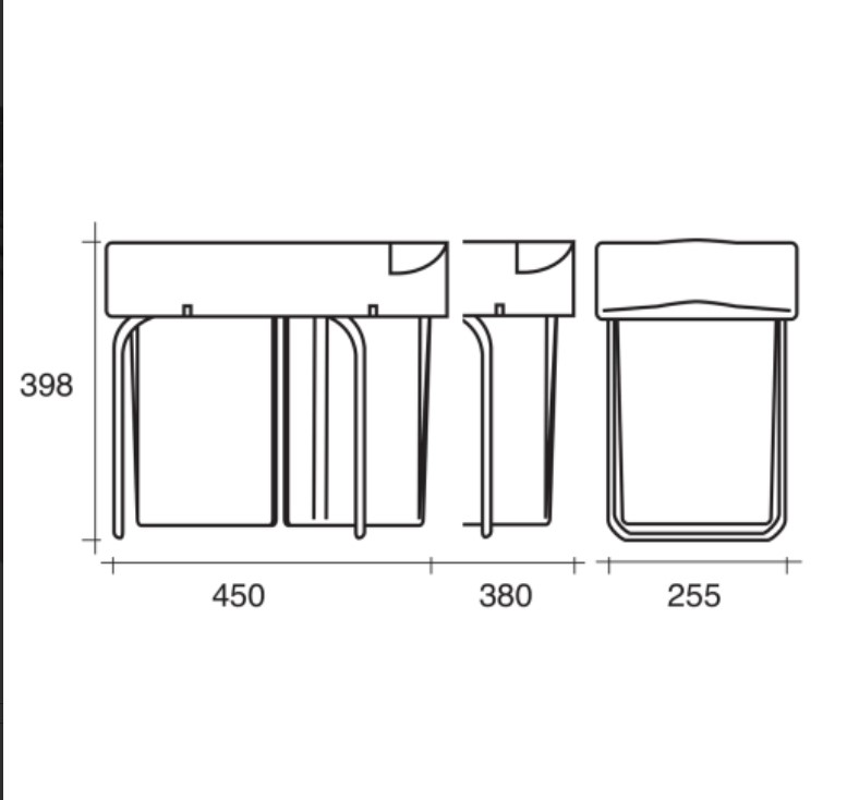 Poubelle 2 bacs 14+14 litres coulissante – Image 3