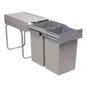 Poubelle 2 bacs 14+14 litres coulissante