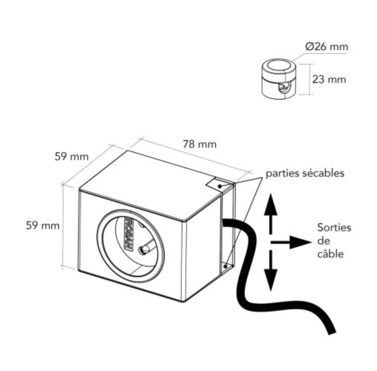 Bloc prise pour pied de table Qube – Image 3