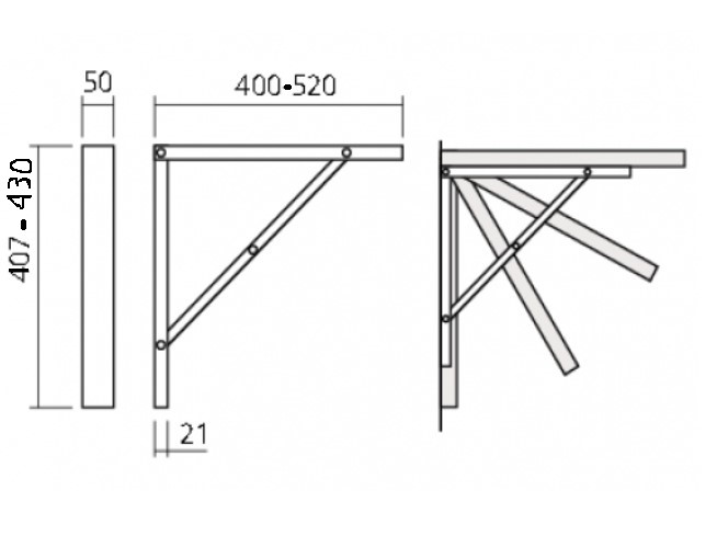 Support de Table Rabattable plateau de 41 à 55cm de profondeur – Image 3