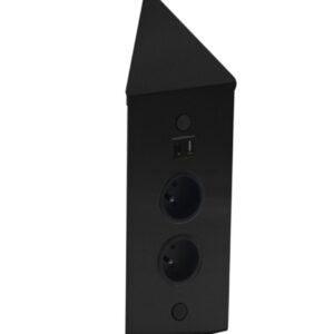 Bloc 2 Prises + USB-A et USB-C d'angle noir