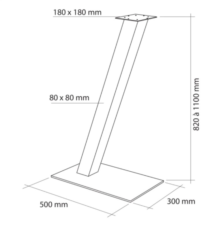 Pied de Snack carré incliné télescopique en acier – Image 4