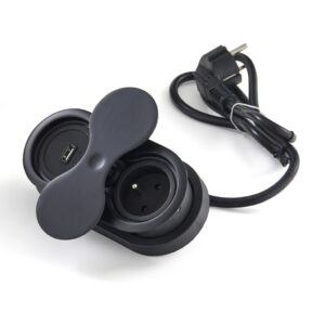 bloc 1 prise avec usb-a eight affleurant finition noir mat