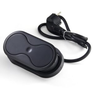 Bloc 2 prises affleurant EIGHT Noir, Inox, Blanc, Or, Cuivre, Chrome noir