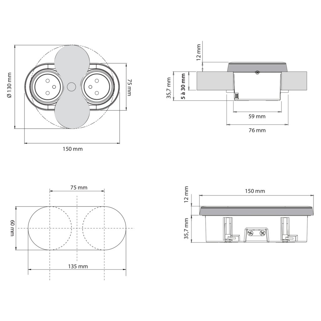 Bloc 2 prises EIGHT avec réhausse – Image 5
