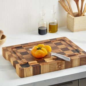 Billot en bois de bout damier Chêne et Noyer