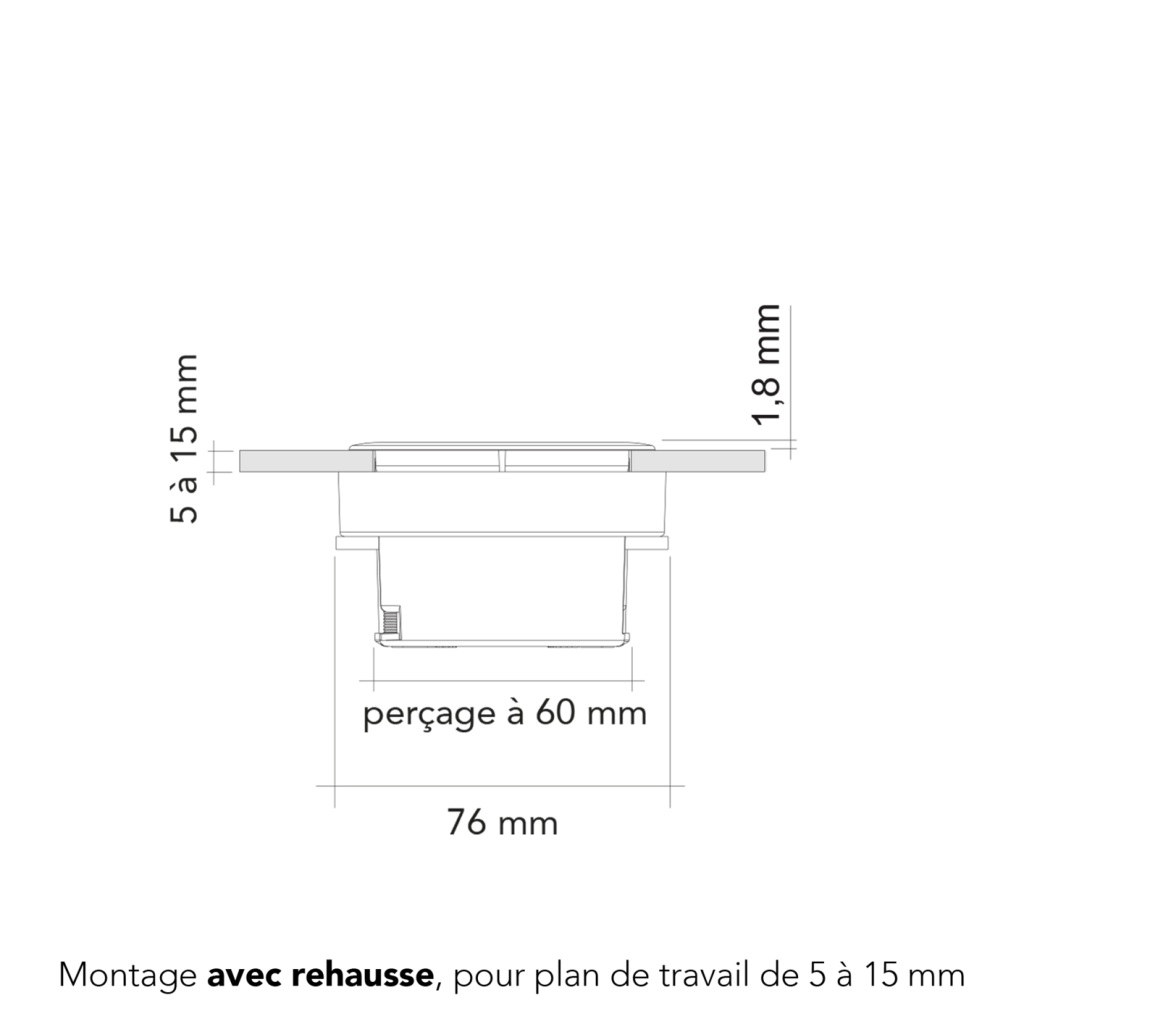 bloc prise eight MSA 033 schéma avec réhausse