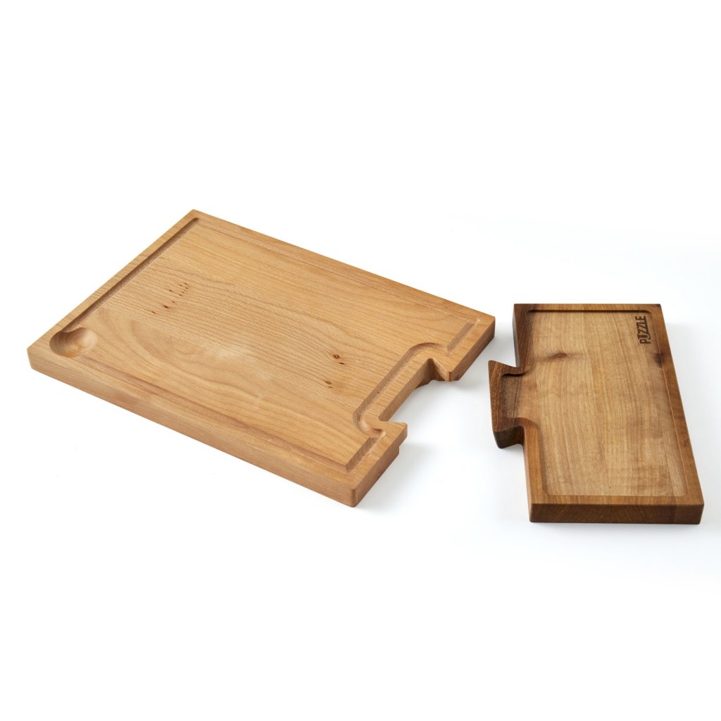 Planche à découper en Hêtre et Noyer 3 en 1 PUZZLE – Image 3