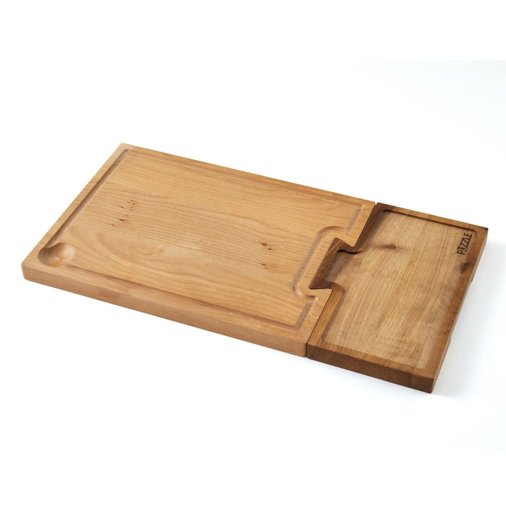 Planche à découper en Hêtre et Noyer 3 en 1 PUZZLE – Image 2